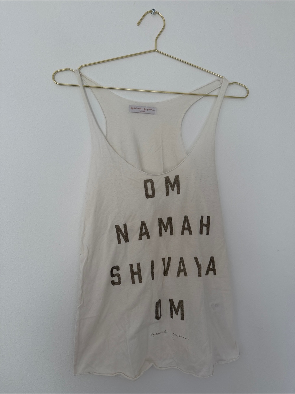 Spiritual Gangster ivory  Tank Top om Namah shivaya om size large